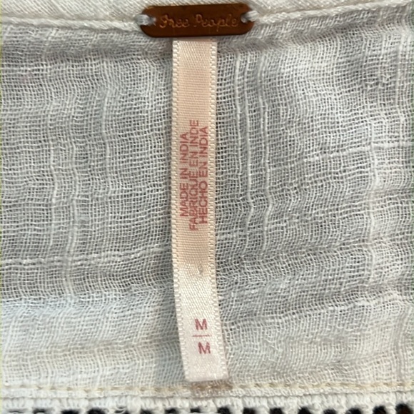 Free People Greta Gauze Top M Ivory Button Front Bell Sleeves Lightweight Sheer - Picture 15 of 15